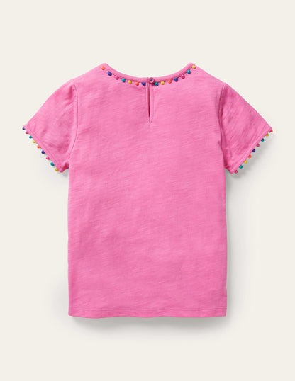 Charlie Pom Jersey T-shirt-Strawberry Ice Pink-2