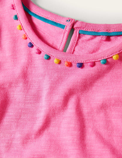 Charlie Pom Jersey T-shirt-Strawberry Ice Pink-3