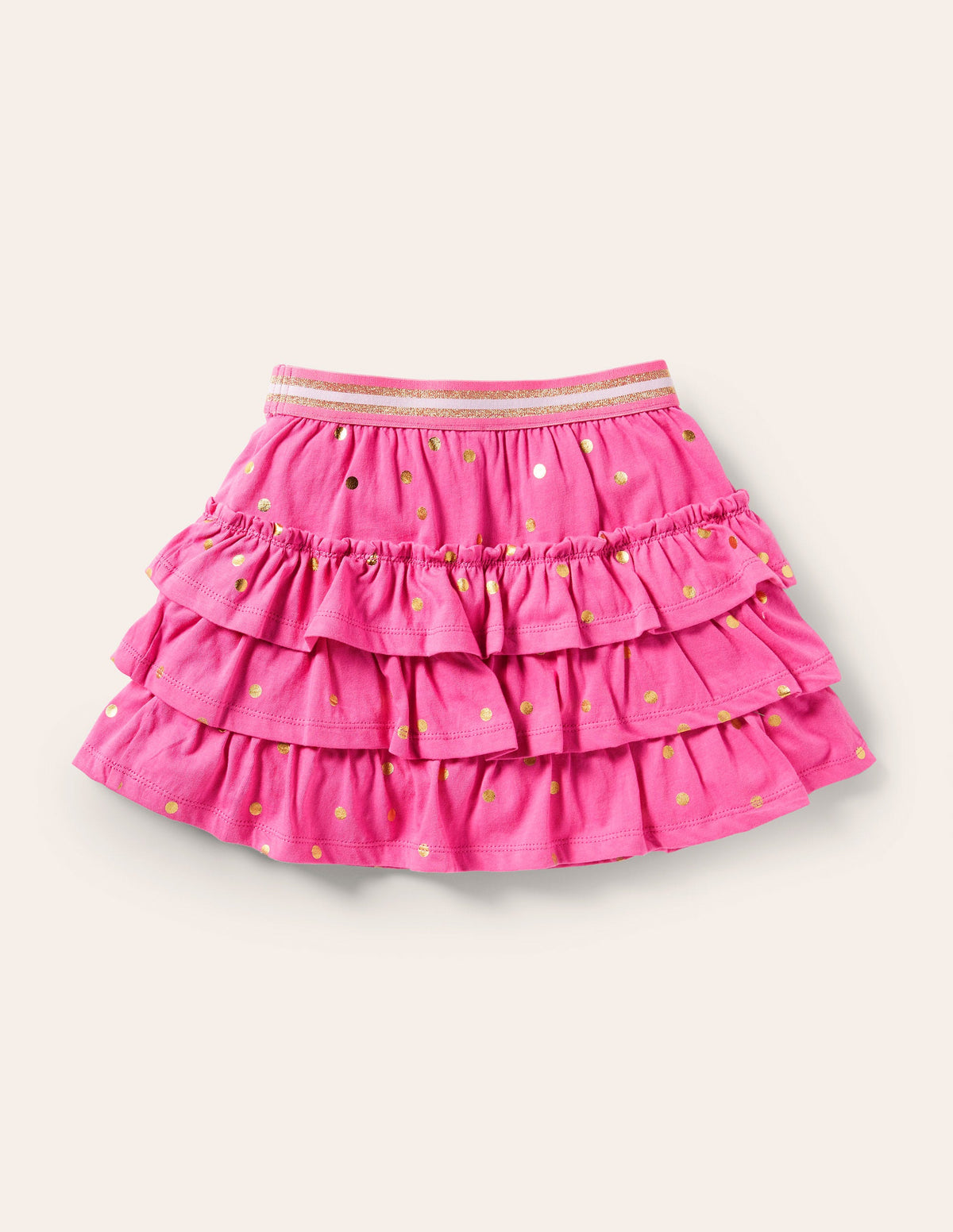 Jersey Ruffle Skort-Bright Petal Pink Gold Spot - Image 2