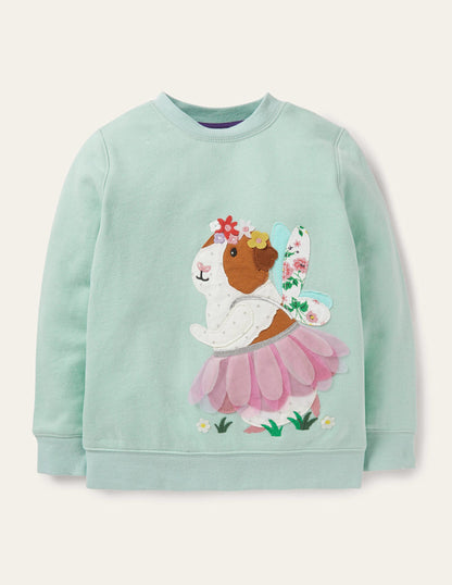Green Guinea Pig Print Sweatshirt-Green Guinea Pig Fairy-3