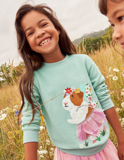 Green Guinea Pig Print Sweatshirt-Green Guinea Pig Fairy-1