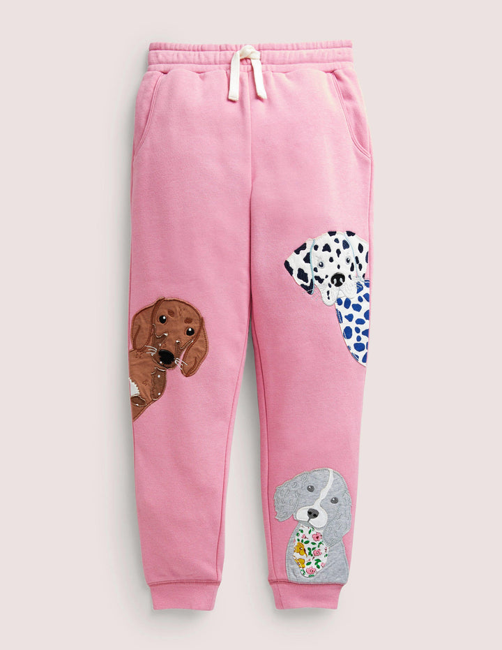 Cosy Appliqué Joggers-Formica Pink Puppies