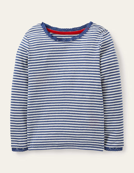 Supersoft Pointelle T-shirt-Starboard Blue/Ivory