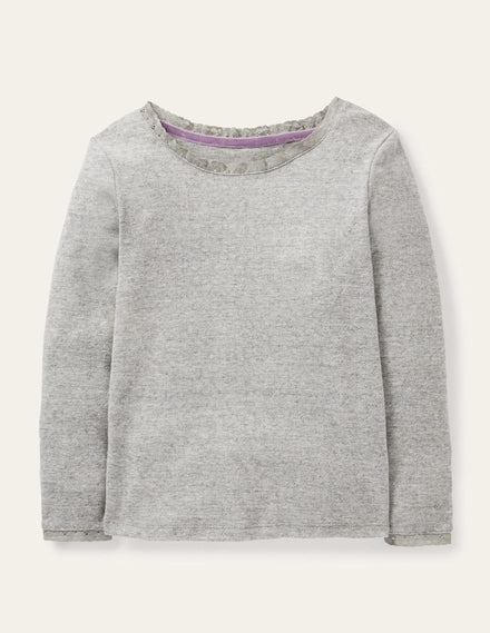 Supersoft Pointelle T-shirt-Grey Marl