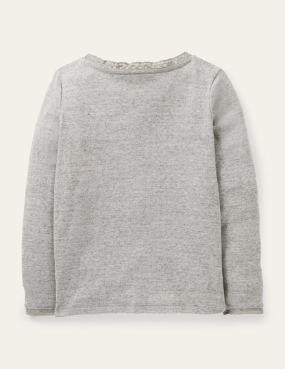 Supersoft Pointelle T-shirt-Grey Marl