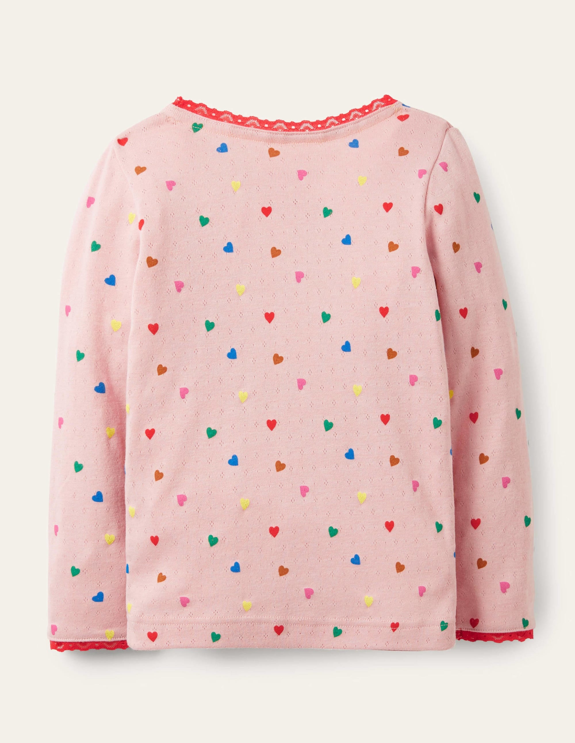 Supersoft Pointelle T-shirt-Pink Hearts - Image 2