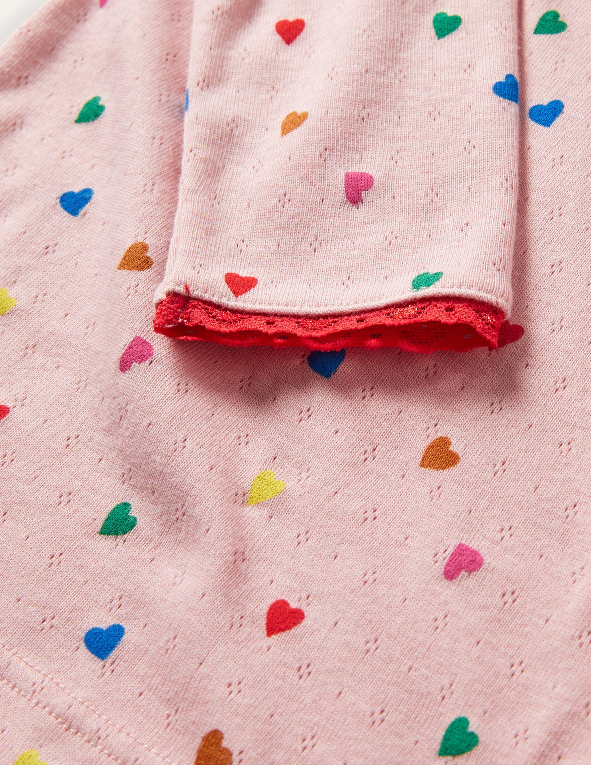 Supersoft Pointelle T-shirt-Pink Hearts-3