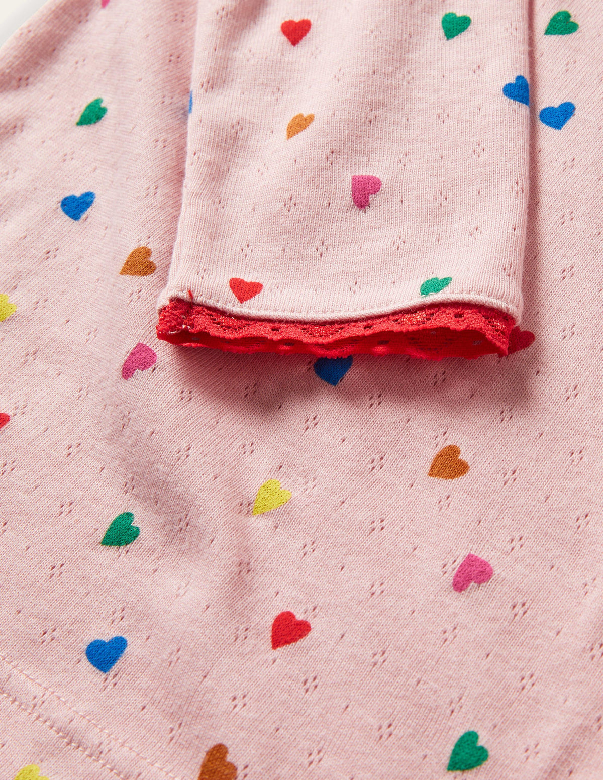Supersoft Pointelle T-shirt-Pink Hearts - Image 3