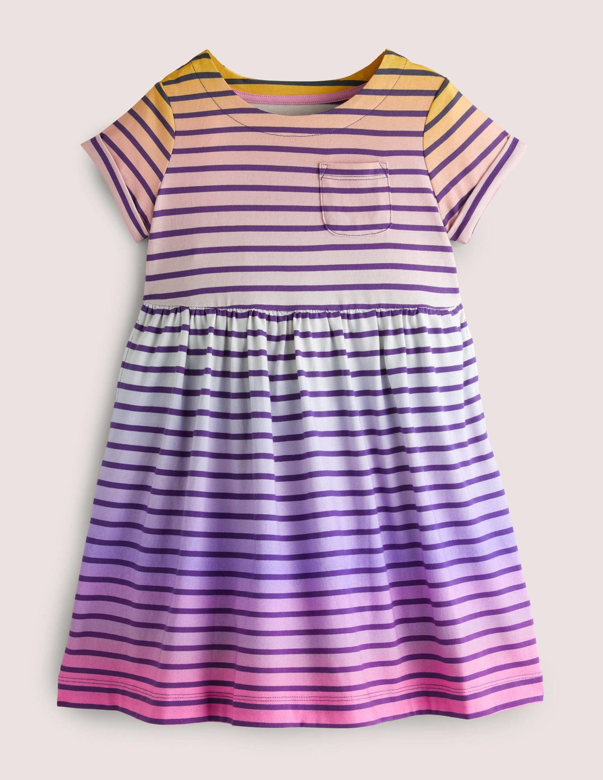 Short Sleeve Fun Jersey Dress-Rainbow Ombre-1