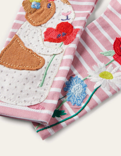 Pink Stripe Guinea Pig Print Leggings-Formica Pink/Ivory Guinea Pig-3