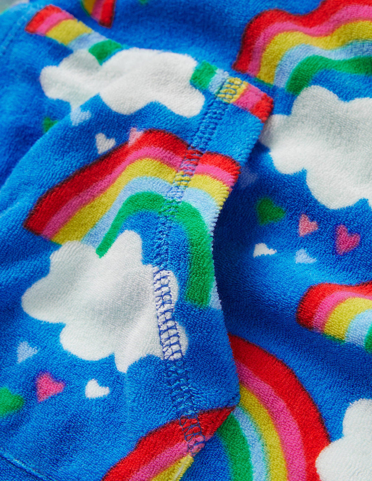 Towelling Throw-On-Moroccan Blue Rainbows-3
