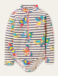 Long-sleeved Swimsuit-Multi Butterfly Breton