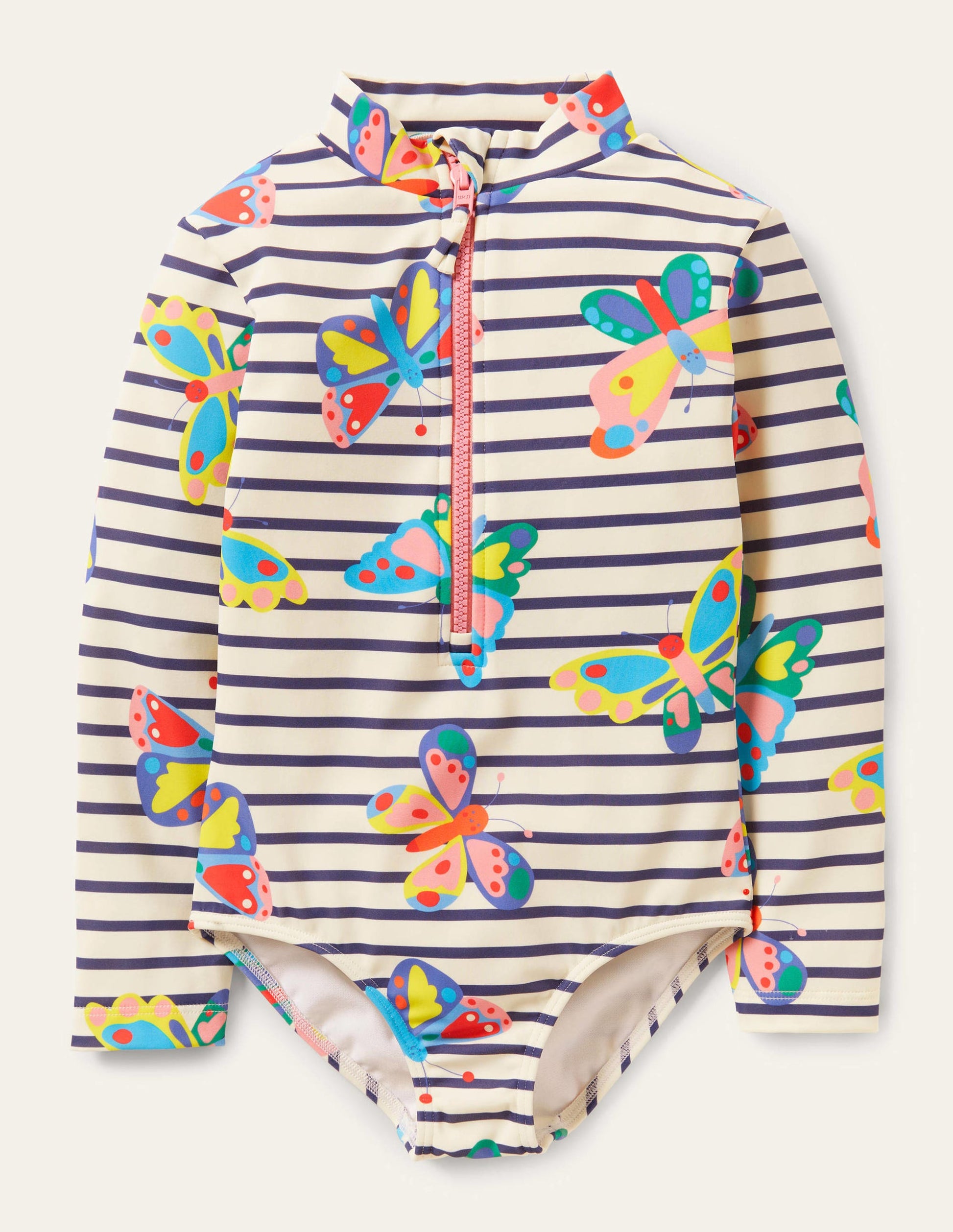 Long-sleeved Swimsuit-Multi Butterfly Breton-1