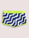 Patterned Swim Shorts-Ivory/Blue Wave
