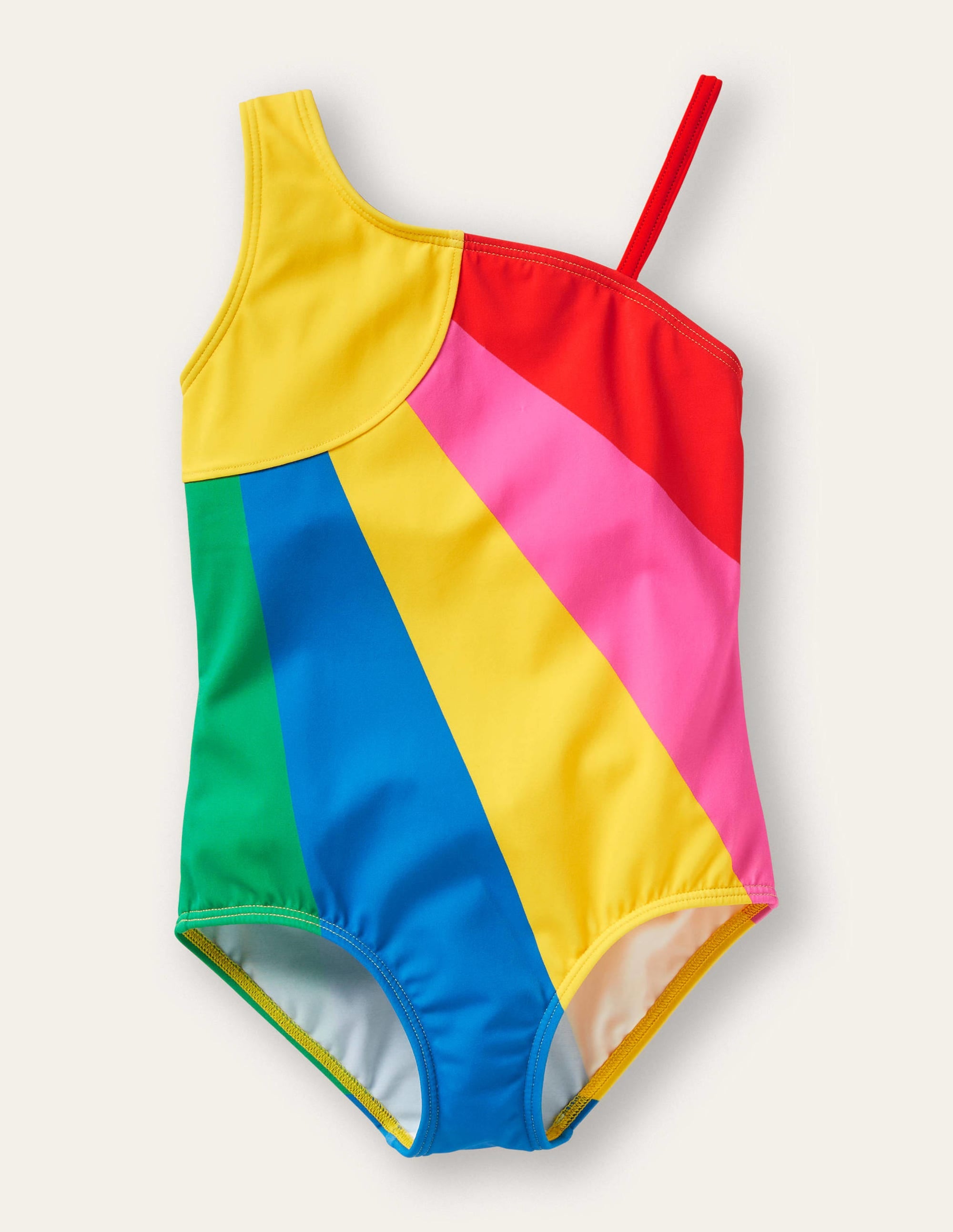 One Shoulder Swimsuit-Multi Sunray - Image 1