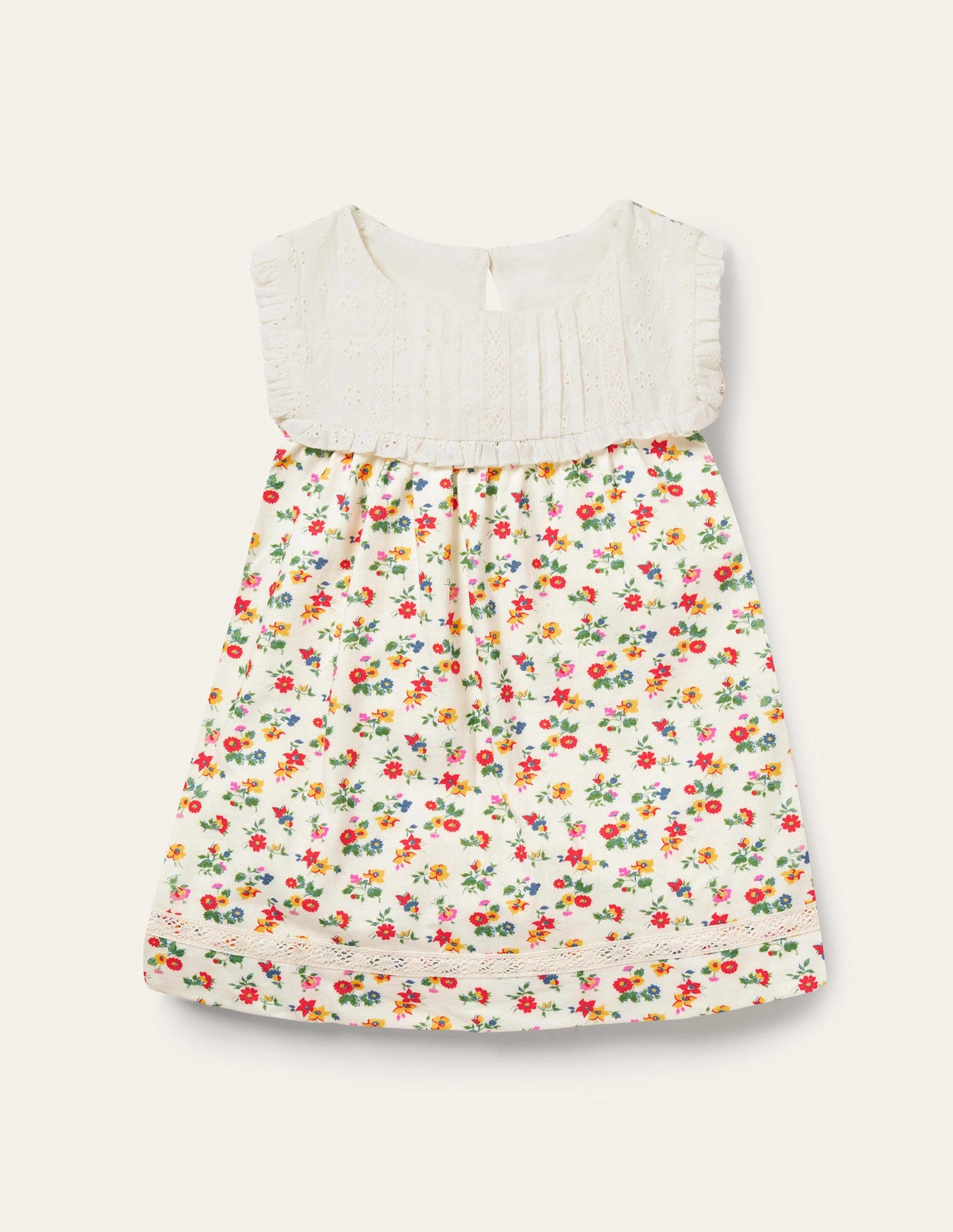 Broderie Yoke Top-Multi Patchwork Floral