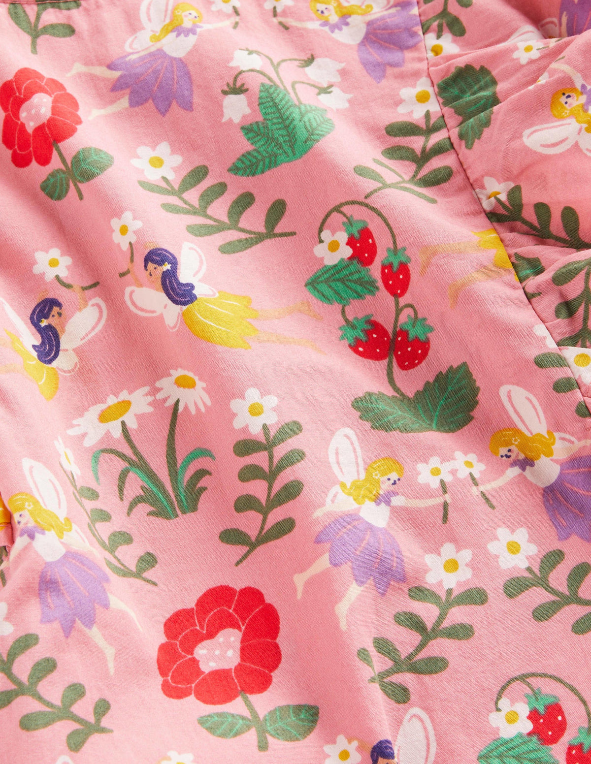Frill Sleeve Printed Dress-Pink Fairies-3