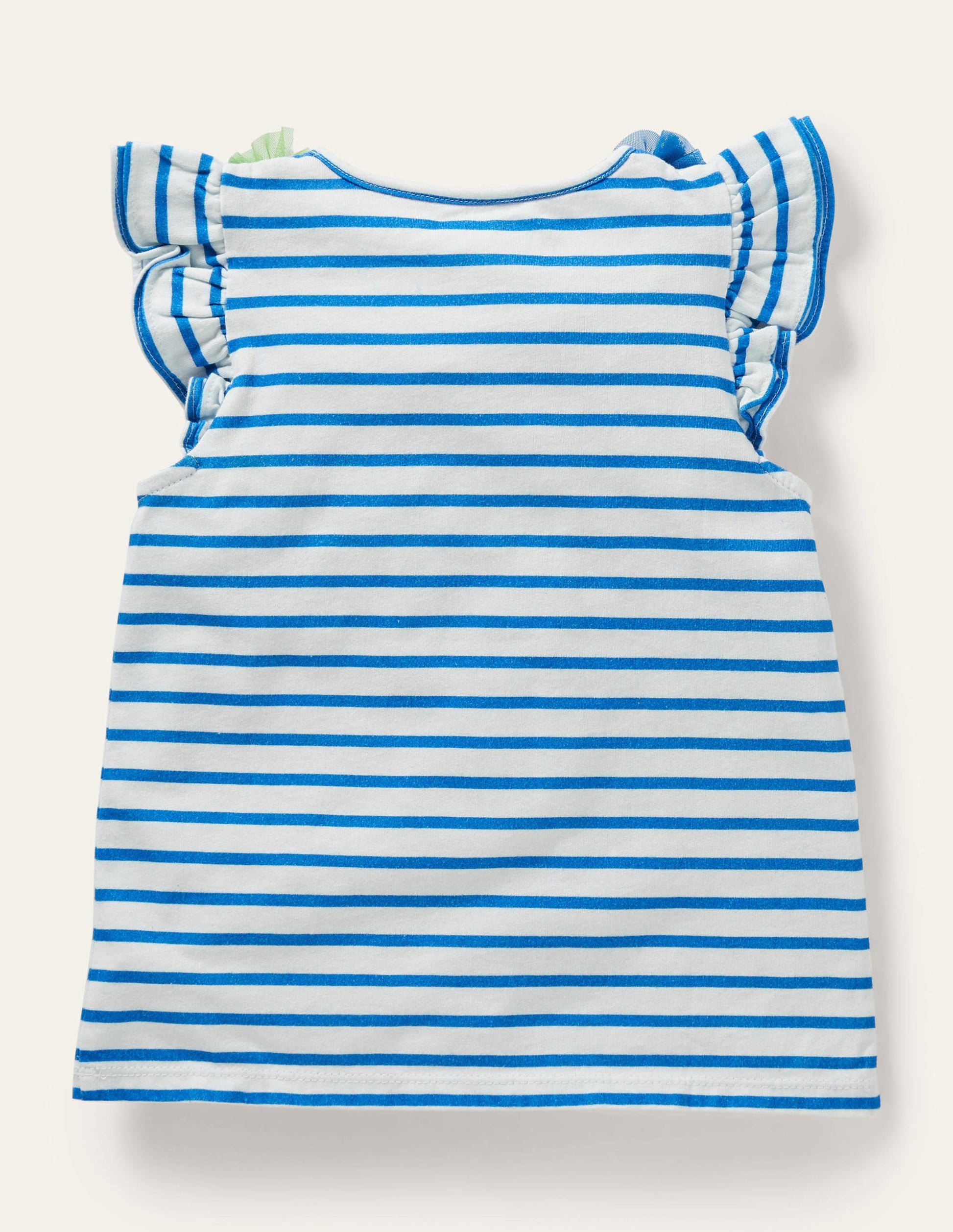 Ruffle Interest logo T-shirt-Ivory / Bright Marina Floral-2