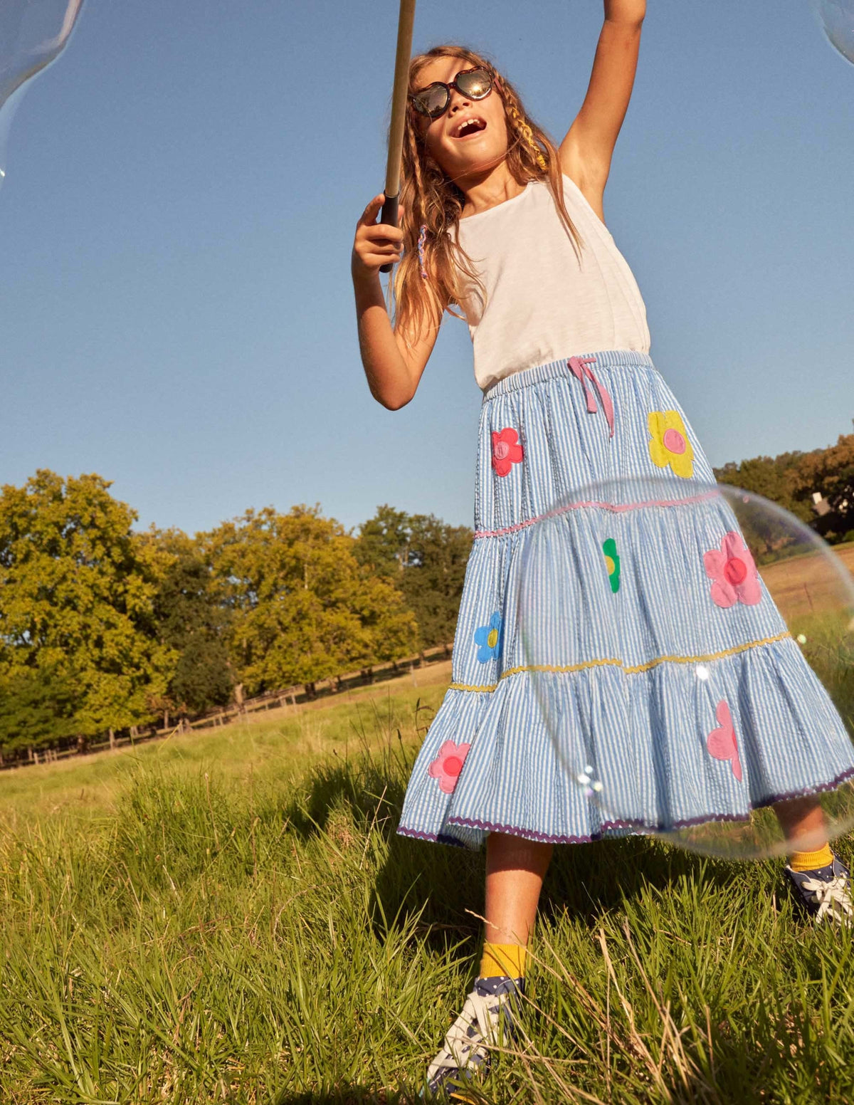 Midi Skirt-Surfboard Blue/Ivory Ticking-4
