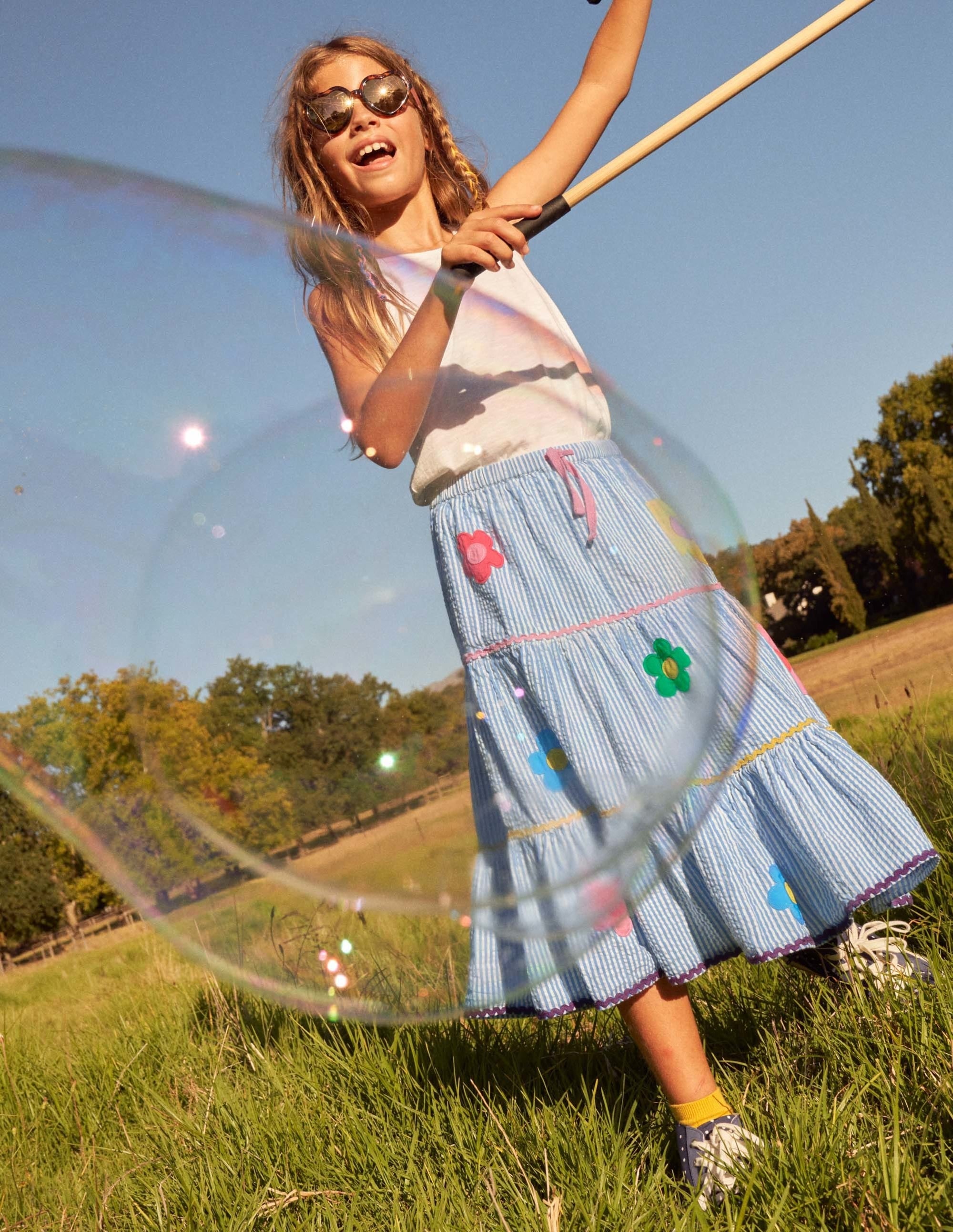Midi Skirt-Surfboard Blue/Ivory Ticking - Image 6