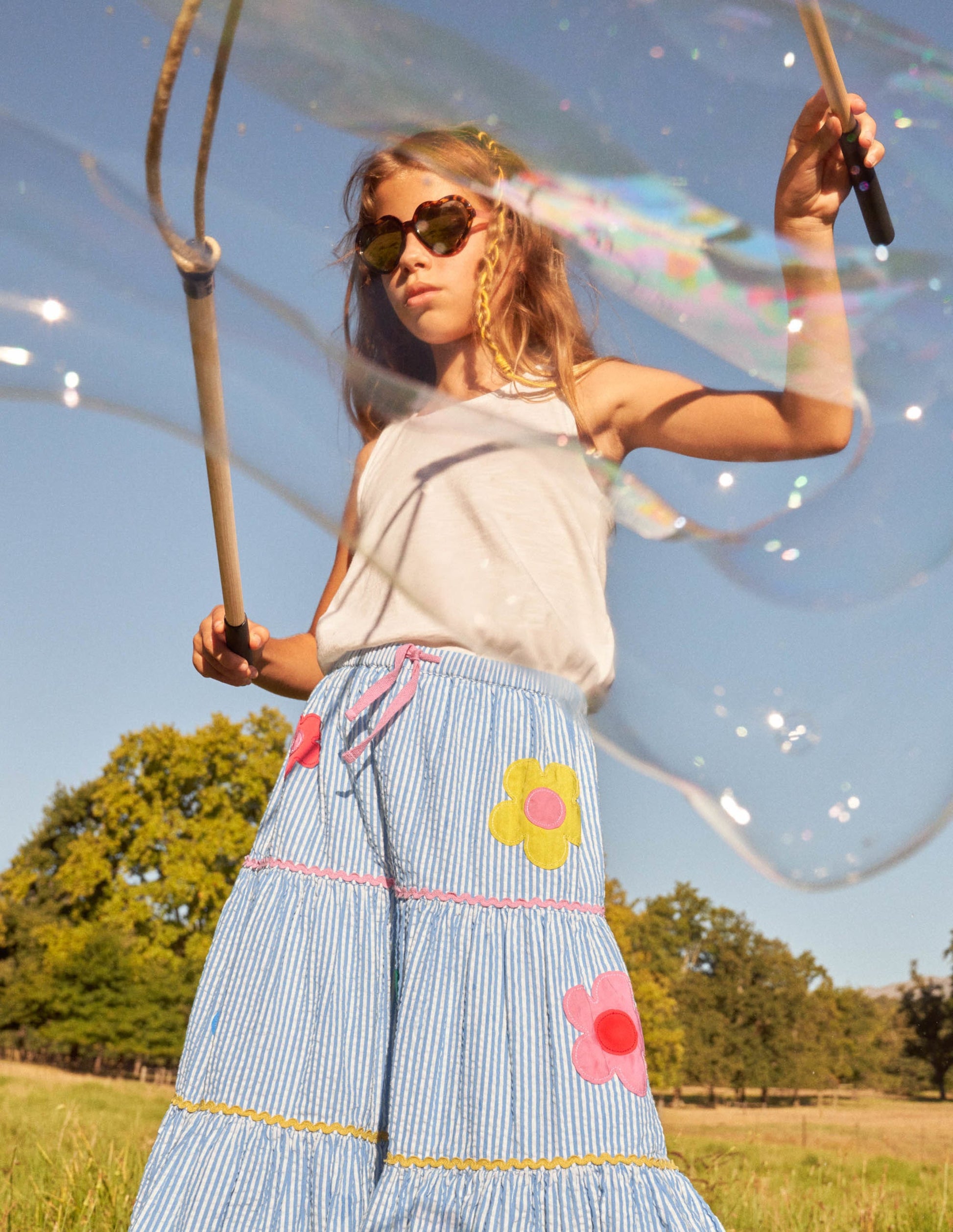 Midi Skirt-Surfboard Blue/Ivory Ticking-10