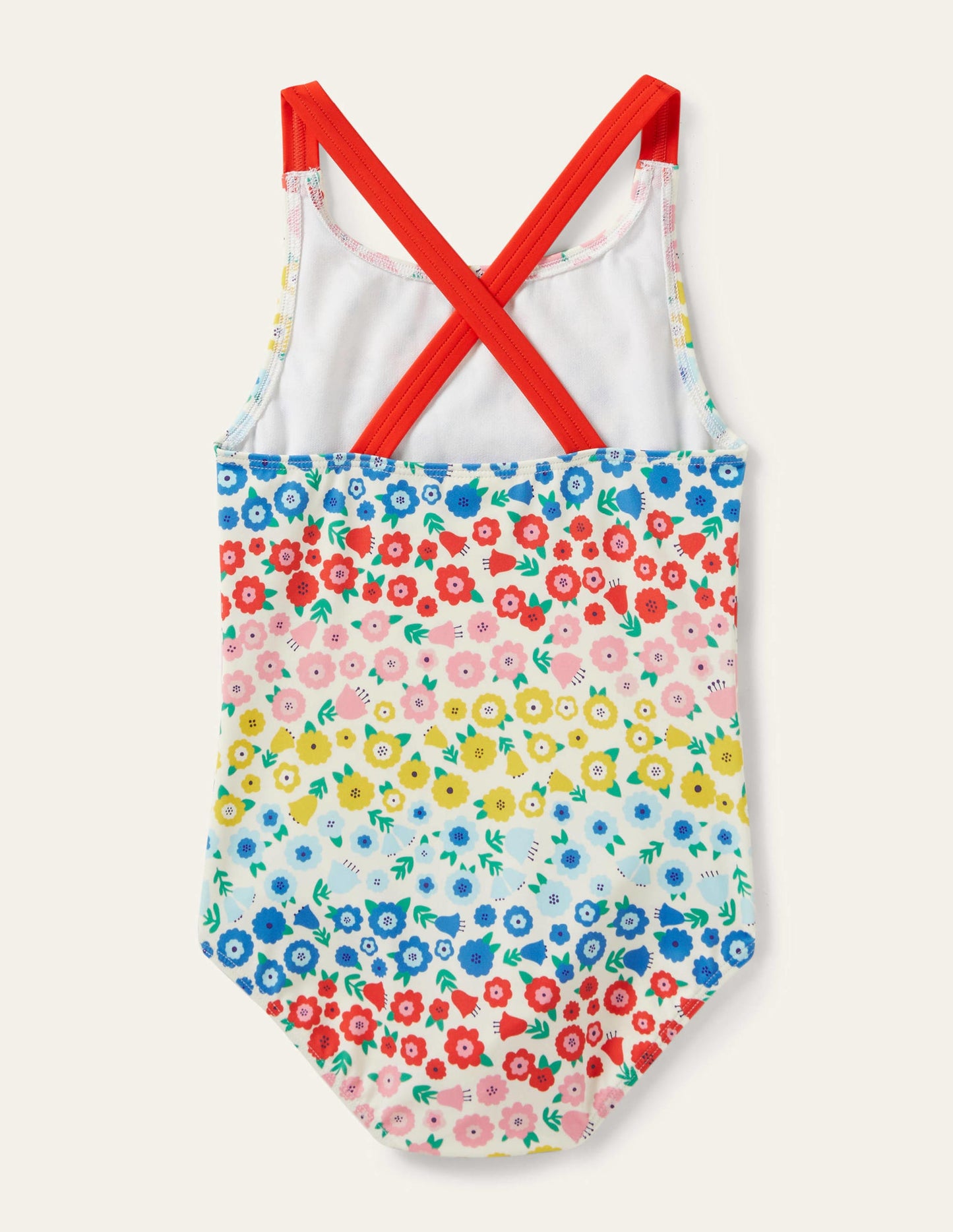 Cross-back Printed Swimsuit-Multi Floral Stripe