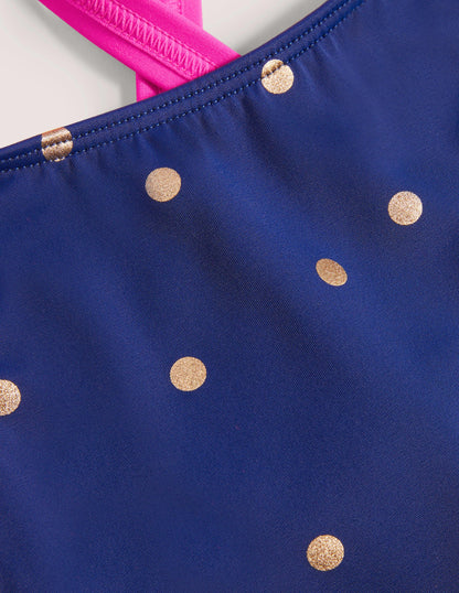 Cross-back Printed Swimsuit-Harmony Blue Gold Spot-3