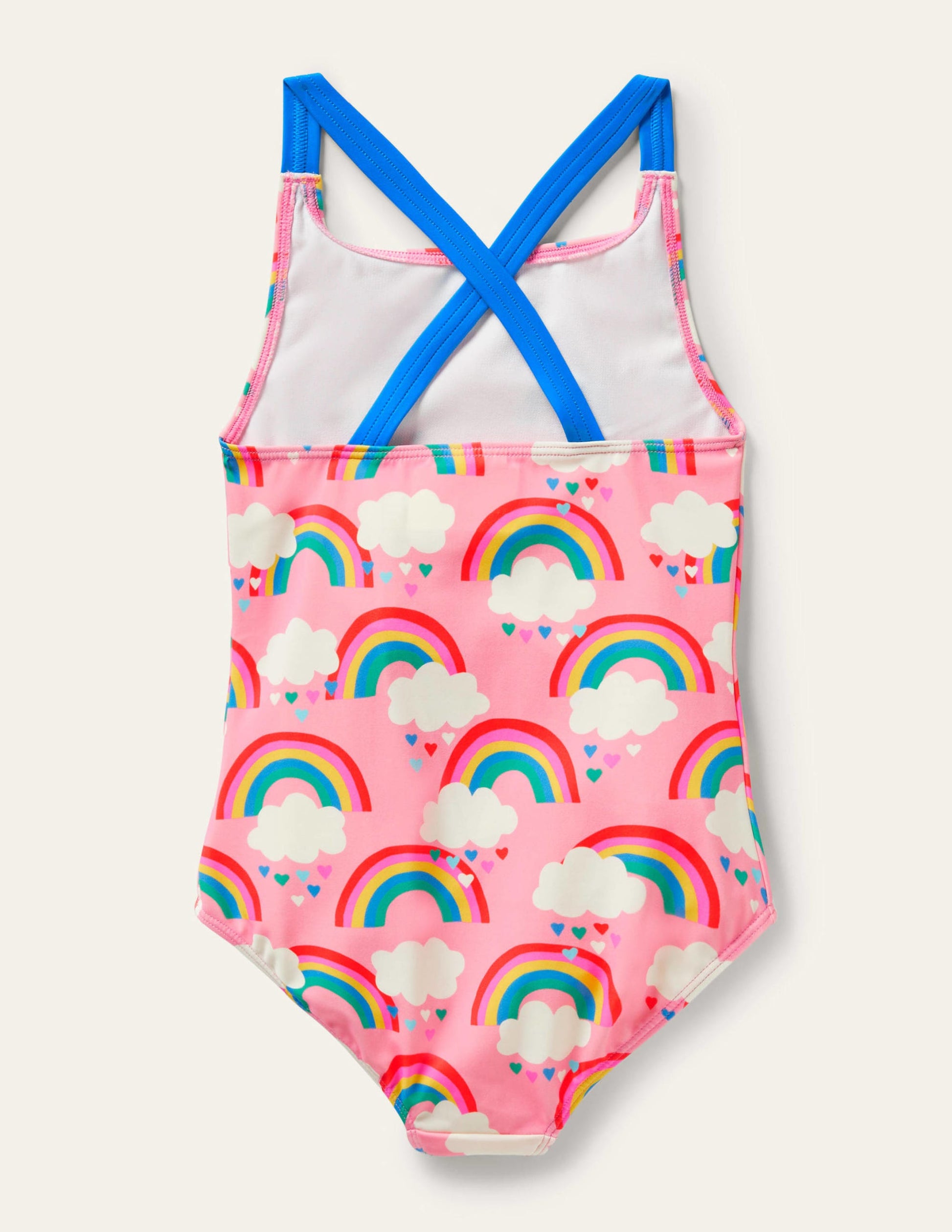 Cross-back Printed Swimsuit-Pink Lemonade Rainbows-2