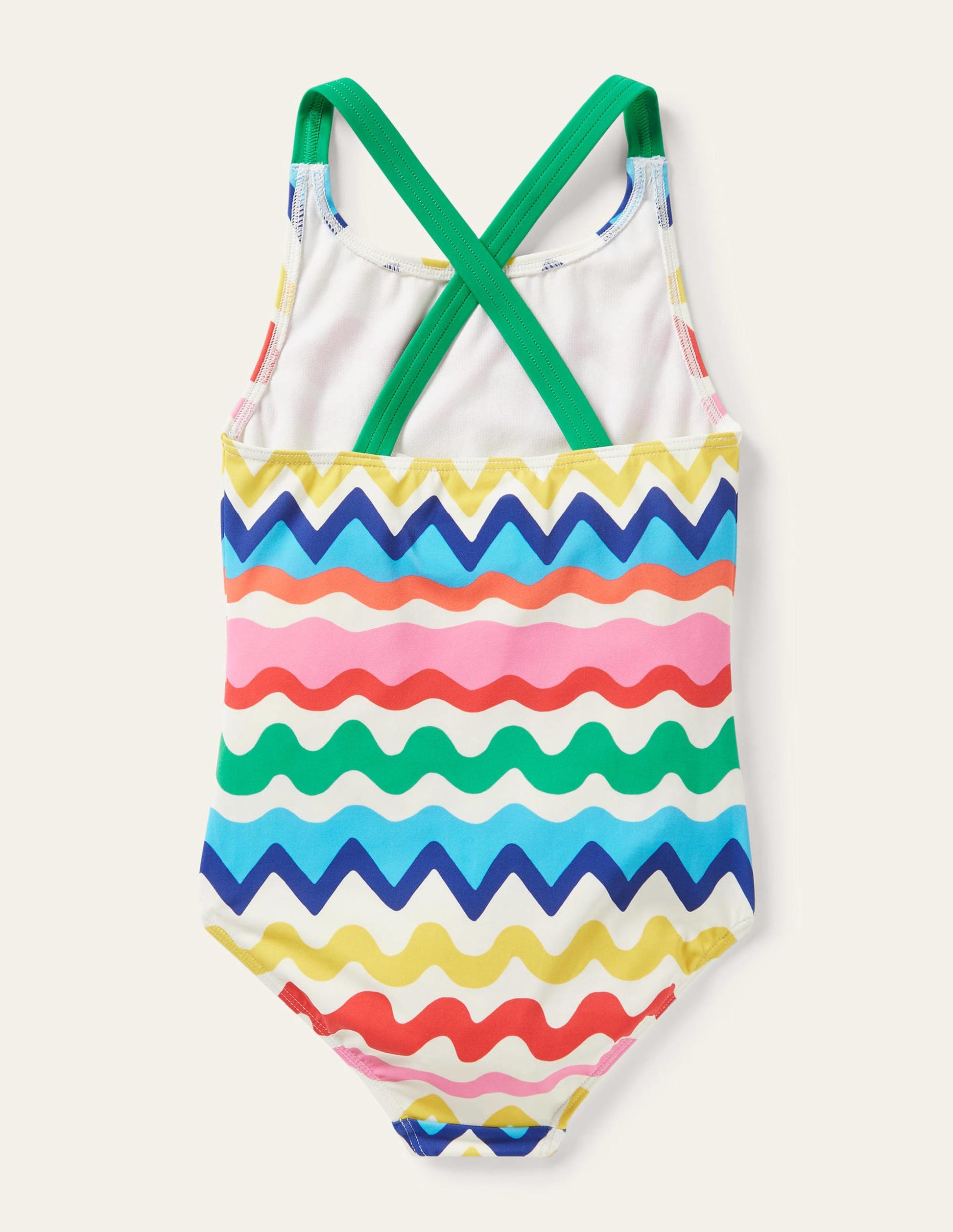 Cross-back Printed Swimsuit-Multi Ric Rac Stripe-2