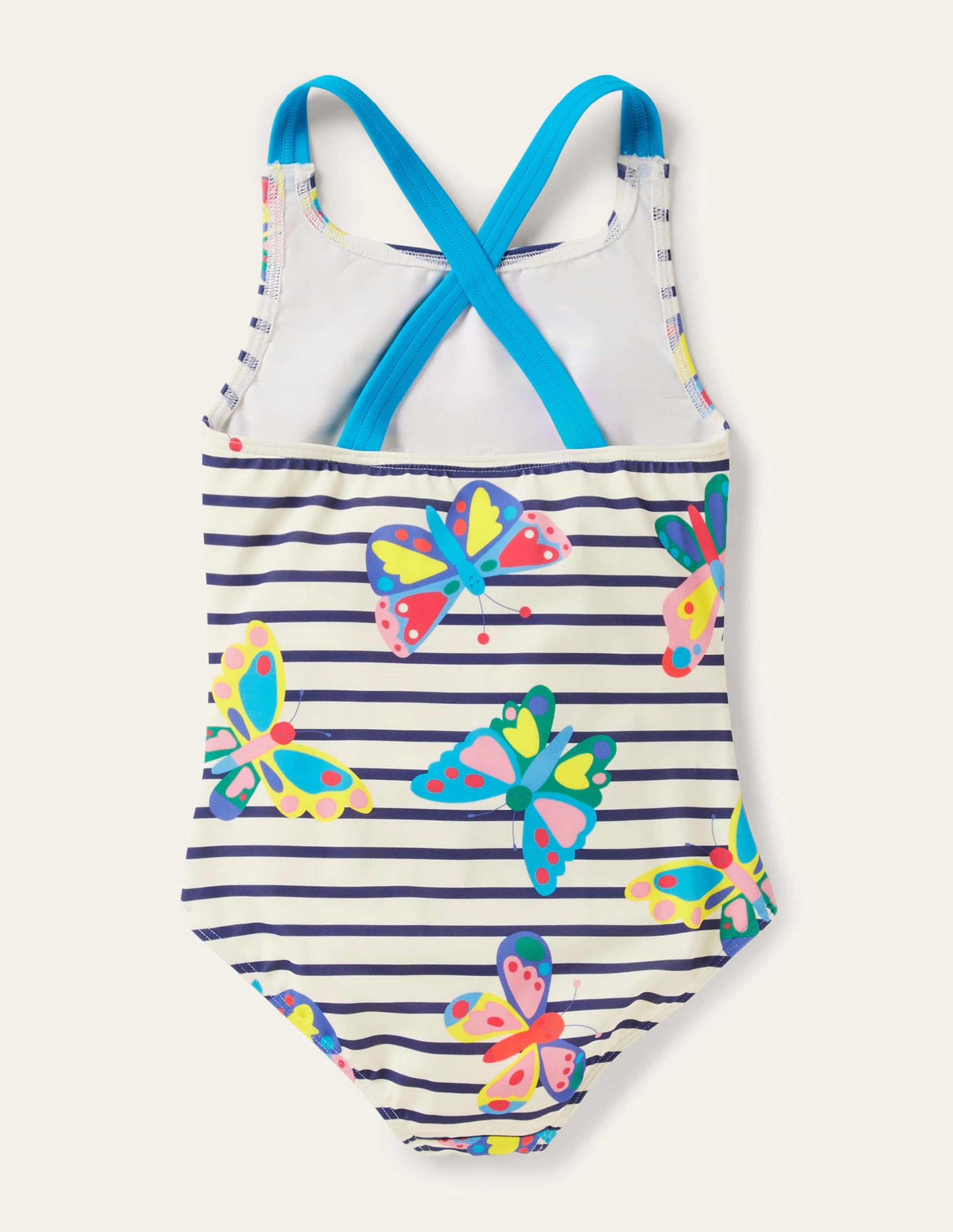 Cross-back Printed Swimsuit-Multi Butterfly Breton-2