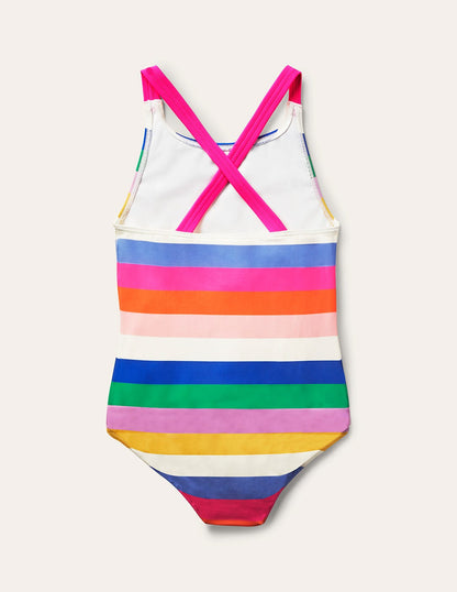 Cross-back Printed Swimsuit-Rainbow Multi-2