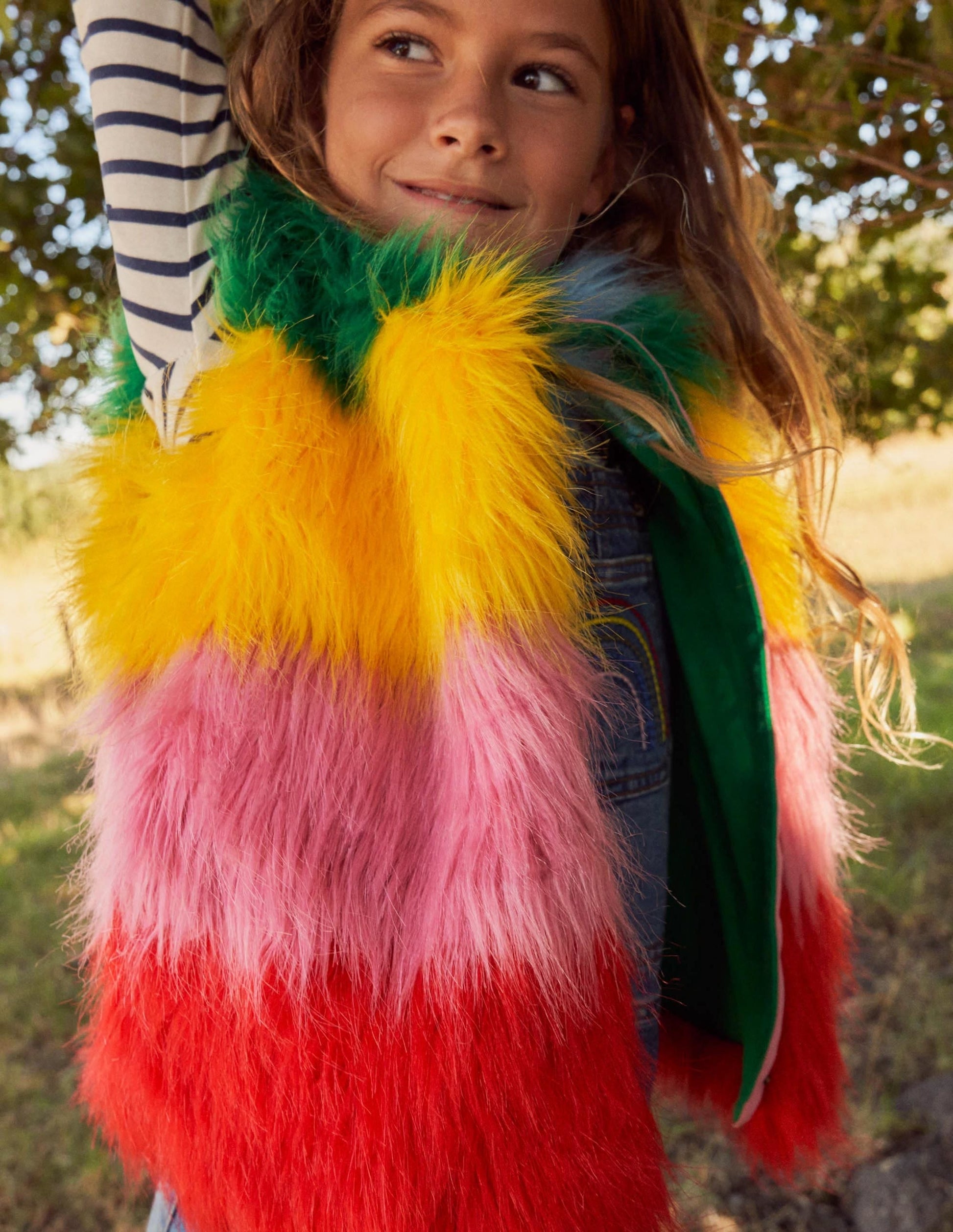 Faux Fur Gilet-Multi Rainbow-4