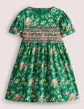 Smocked Dress-Shady Glade Green Floral