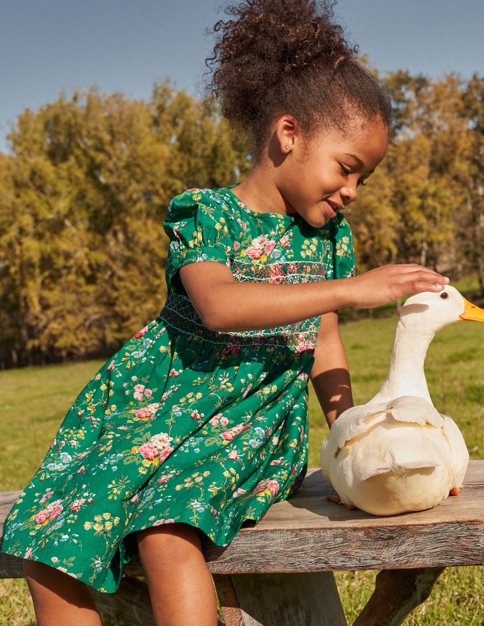 Smocked Dress-Shady Glade Green Floral - Image 7