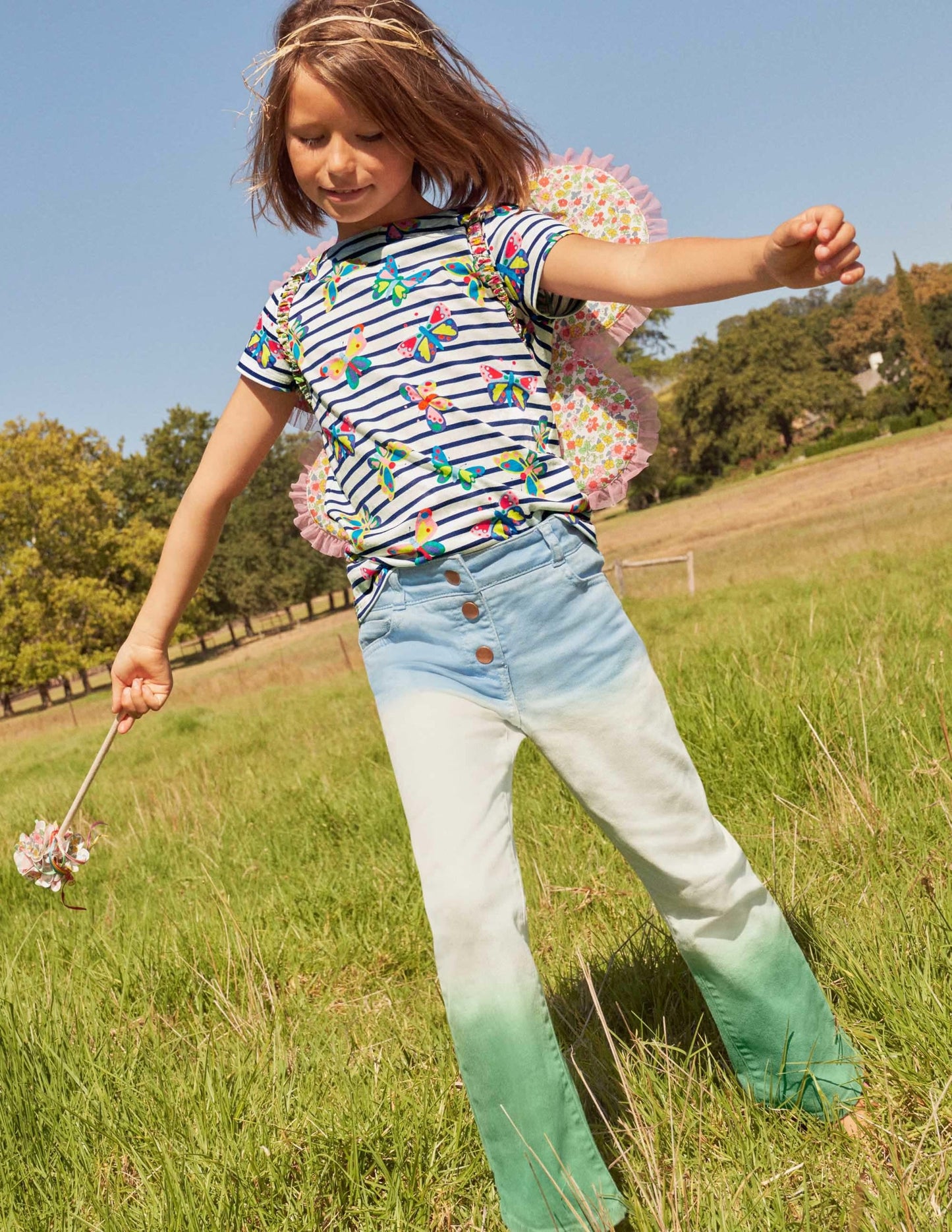 Flared Jeans-Surfboard Blue/Green Ombre