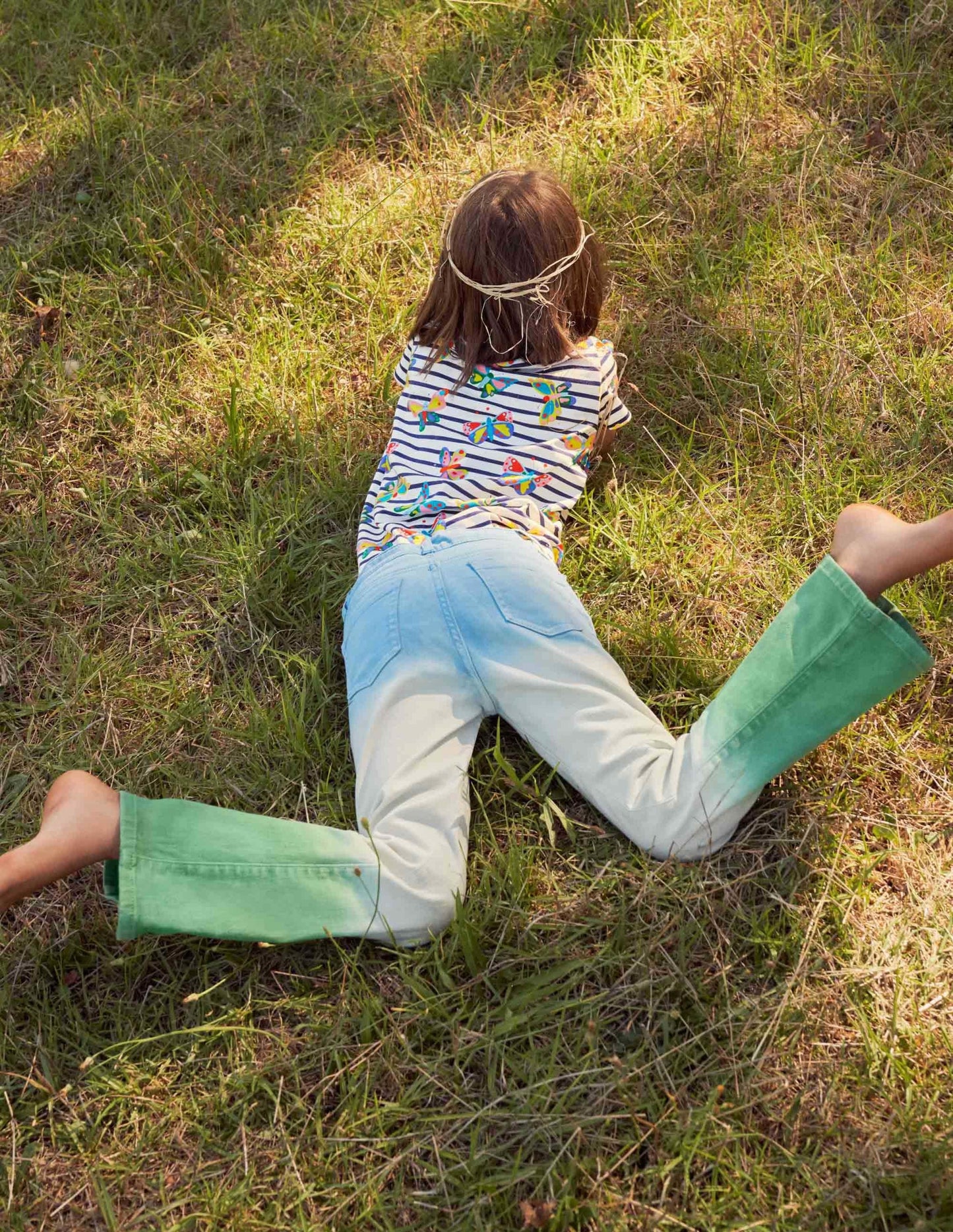 Flared Jeans-Surfboard Blue/Green Ombre