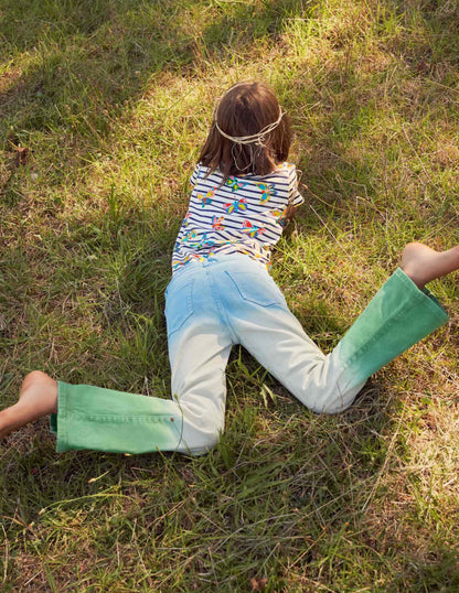 Flared Jeans-Surfboard Blue/Green Ombre-5
