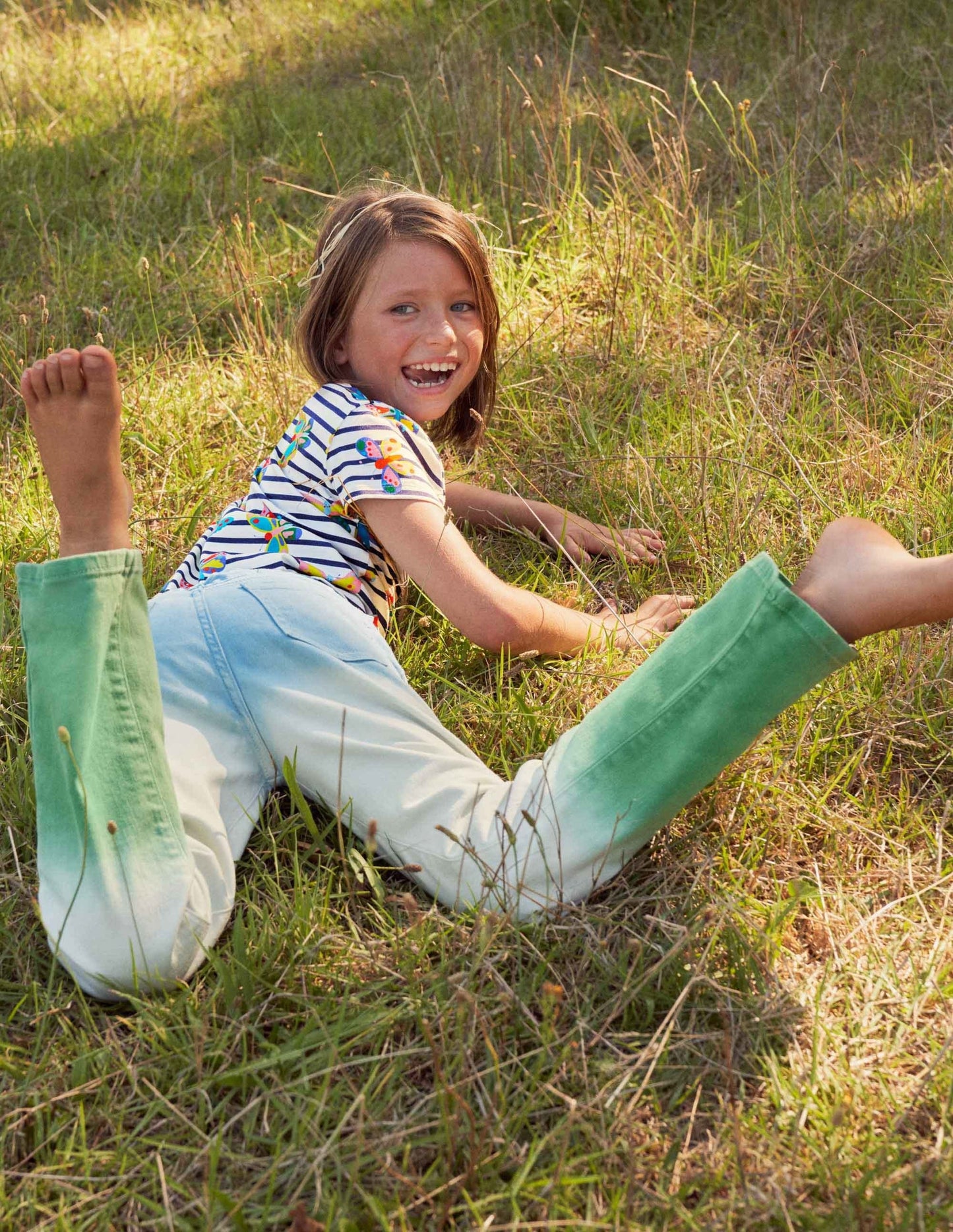Flared Jeans-Surfboard Blue/Green Ombre