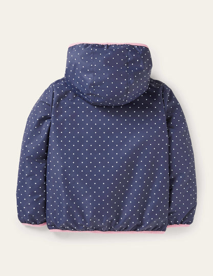 Navy Polka Dot Unicorn Rain Jacket-College Navy Pin Spot Unicorn-2