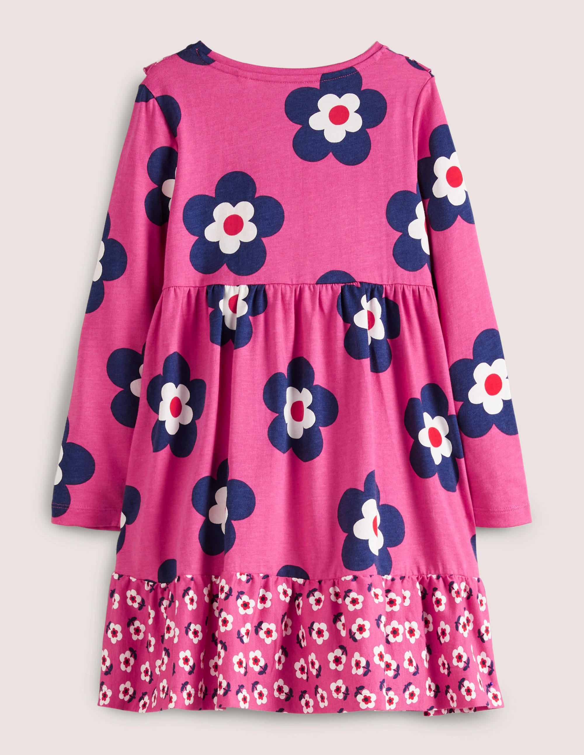 Frill Tiered Jersey Dress-Sweet William Pink Daisy - Image 2