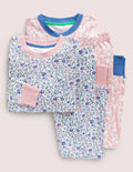 Twin Pack Snug Pyjamas-Ivory Ditsy Floral/ Boto Pink