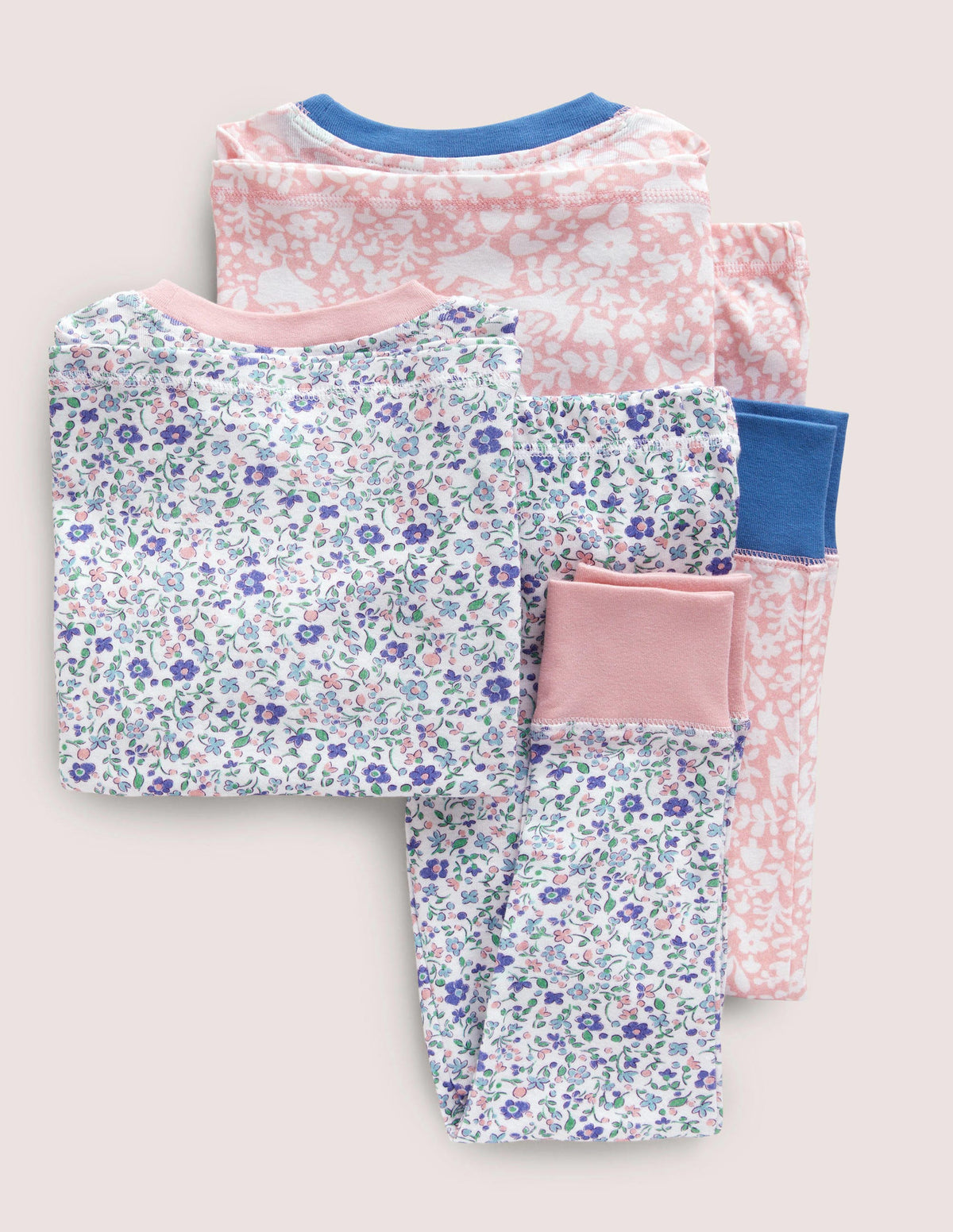 Twin Pack Snug Pyjamas-Ivory Ditsy Floral/ Boto Pink - Image 2