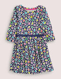 Twirly Skater Dress-Starboard Blue Leopard