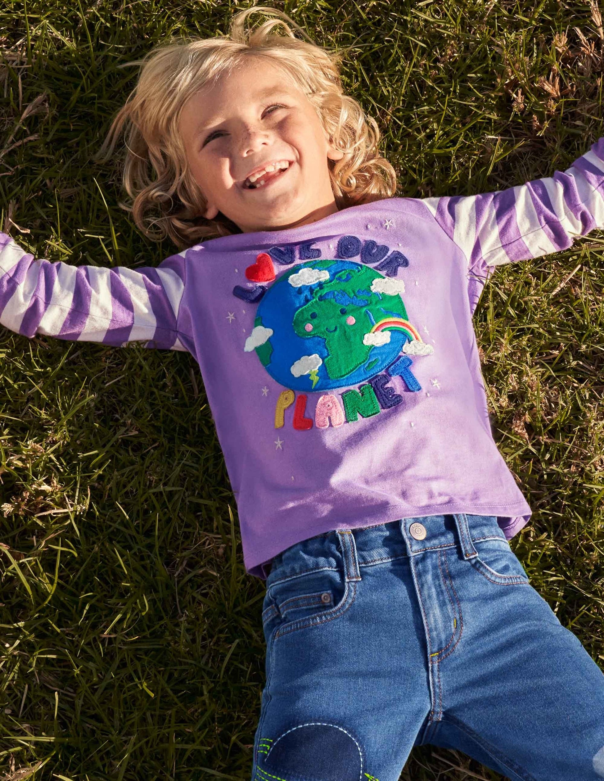 Graphic Rainbow T-shirt-Purple Love Our Planet-4