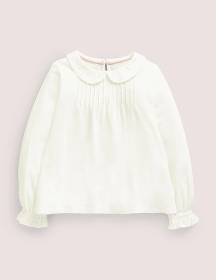 Collared Jersey Top-Ivory