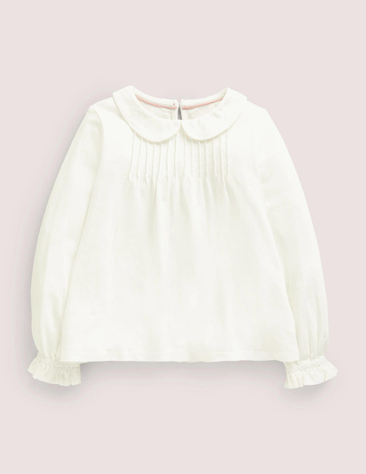 Collared Jersey Top-Ivory