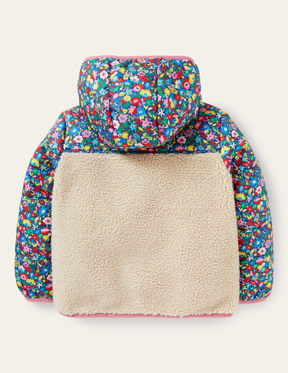 Colourblock Borg Jacket-Borg Multi Patchwork Floral-2