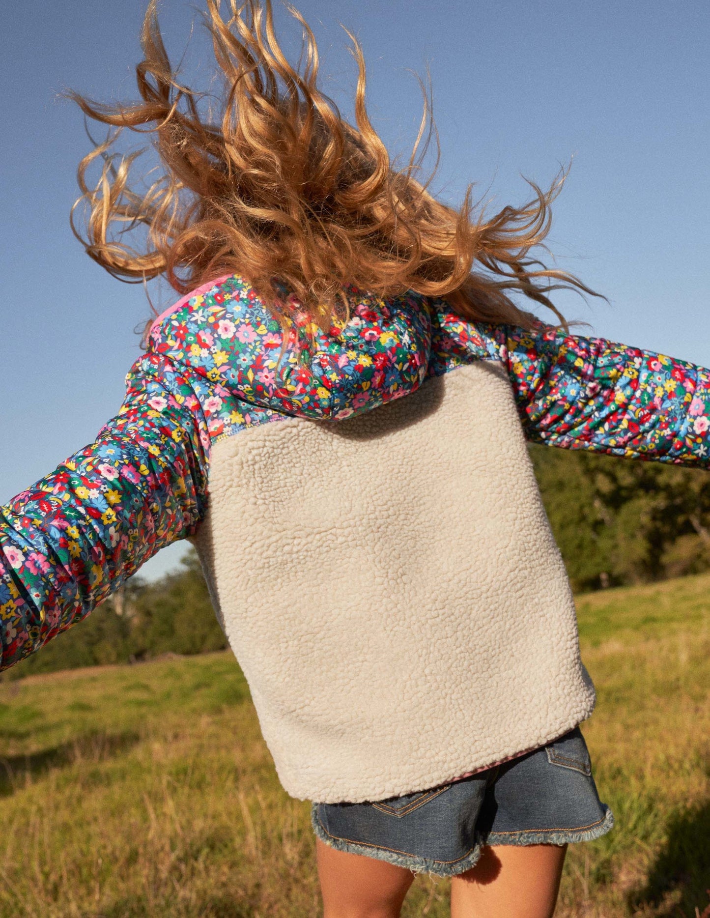 Colourblock Borg Jacket-Borg Multi Patchwork Floral