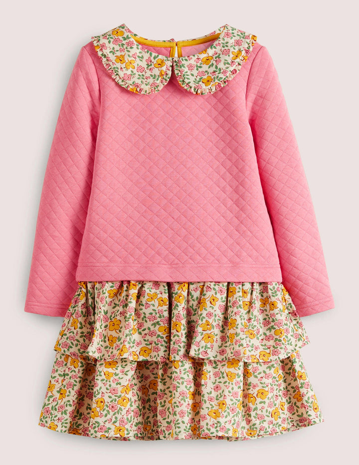 Collared Sweatshirt Dress-Pink Vanilla Vintage Floral