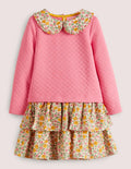 Collared Sweatshirt Dress-Pink Vanilla Vintage Floral